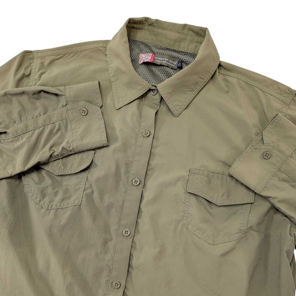 Ruffiji BugTech Safari Shirt Mens L Olive Green Insect‎ Shield Hiking Fishing